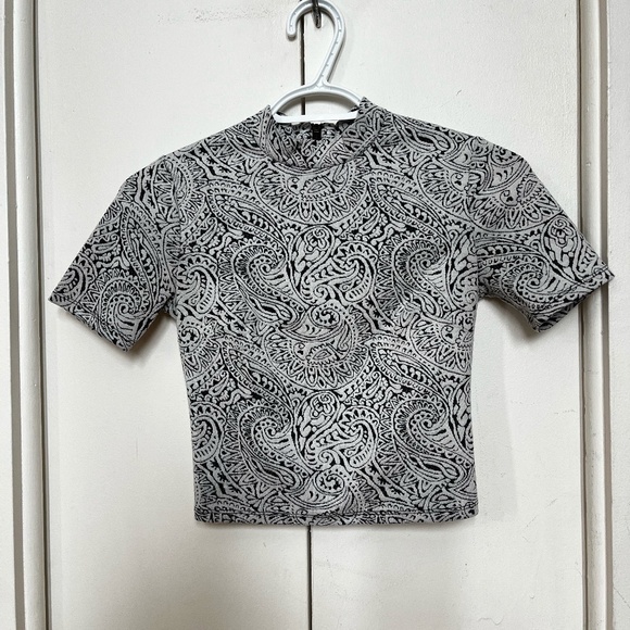 Garage Tops - Garage abstract patterned crop top high neck